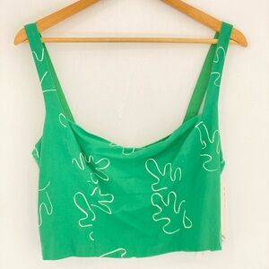 Capulet Green Camisole with White Leaf Design